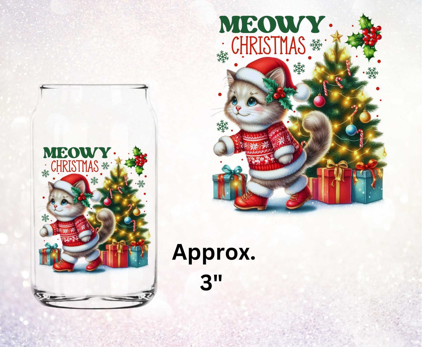 Meowy Christmas Kitten Double Sided Uv Dtf Decal