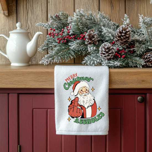 Merry Christmas Assholes Towel Sublimation Print