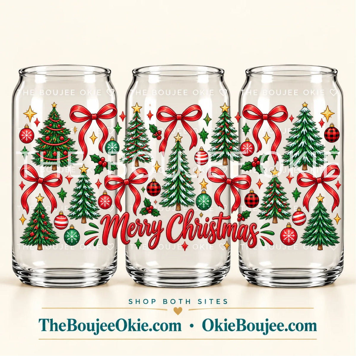 Merry Christmas Trees Double Sided Uv Dtf Wrap