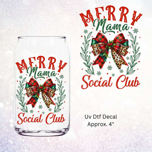 Merry Mama Social Club Double Sided Uf Dtf Decal Christmas Design