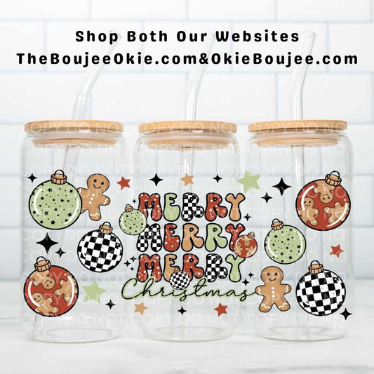 Merry Merry Merry Red & Green Ornaments Uv Dtf Wrap