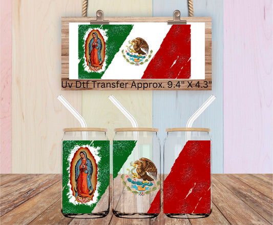 Uv Dtf Wrap Mexico Flag National Coat Of Arms Virgin Mother