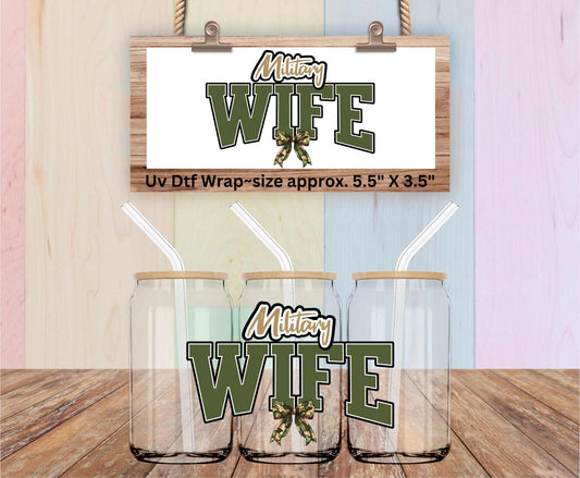 Uv Dtf Decal Military Wife Coquette Camo Bow