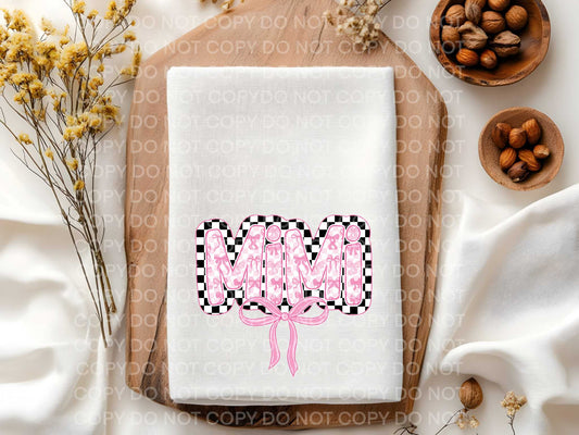 Mimi Checkered & Pink Floral Towel Sublimation Print