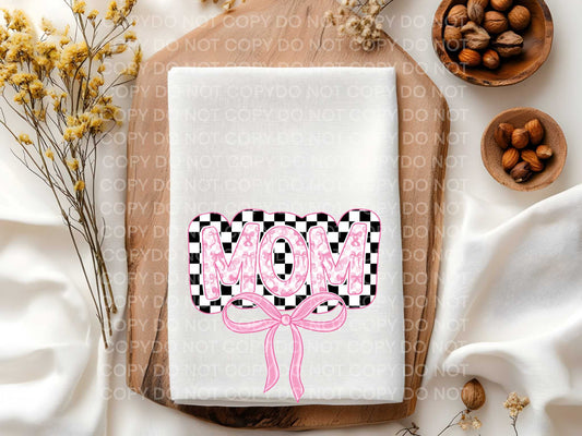Mom Checkered & Pink Floral Towel Sublimation Print
