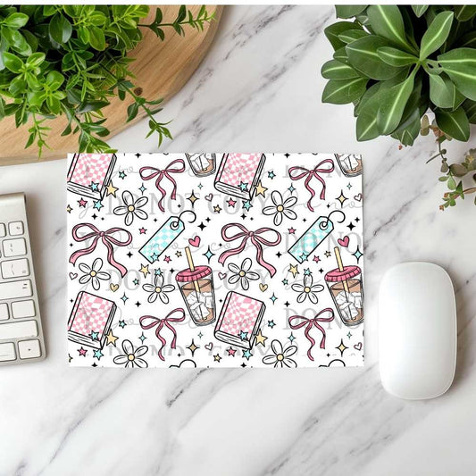 Iced Coffee & Books Mousepad Sublimation Print