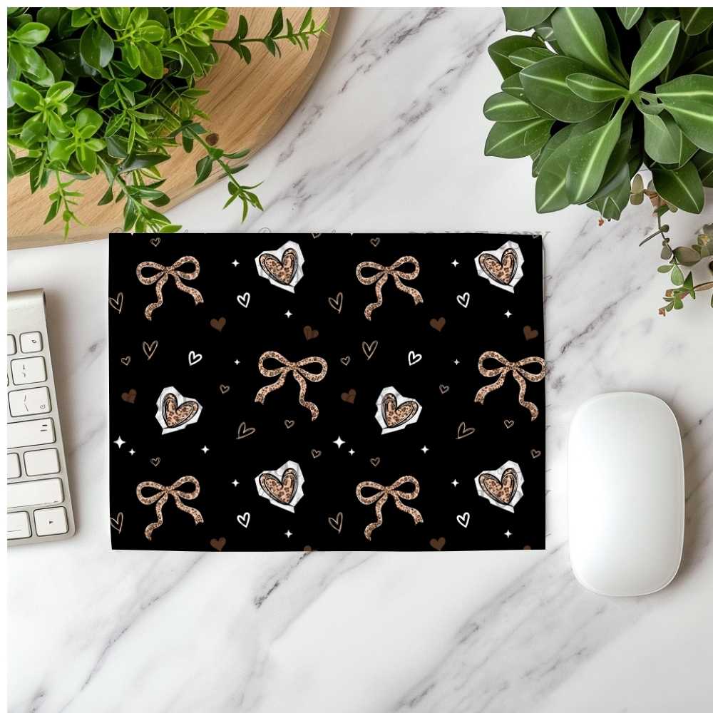 Leopard Hearts & Bows Mousepad Sublimation Print