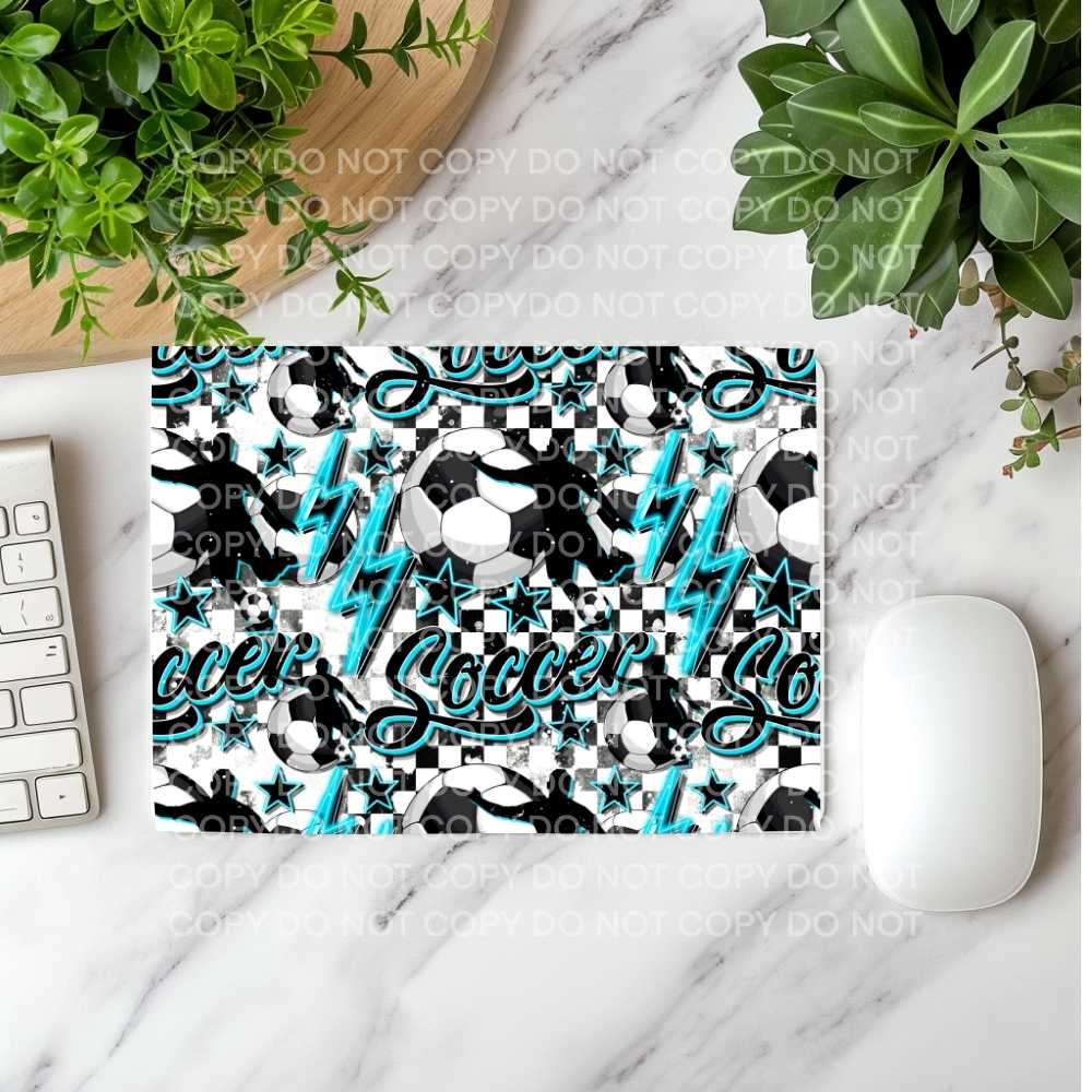 Soccer Blue Design Mousepad Sublimation Print