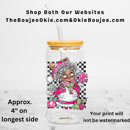 Mrs Claus Uv Dtf Decal Brown Skin