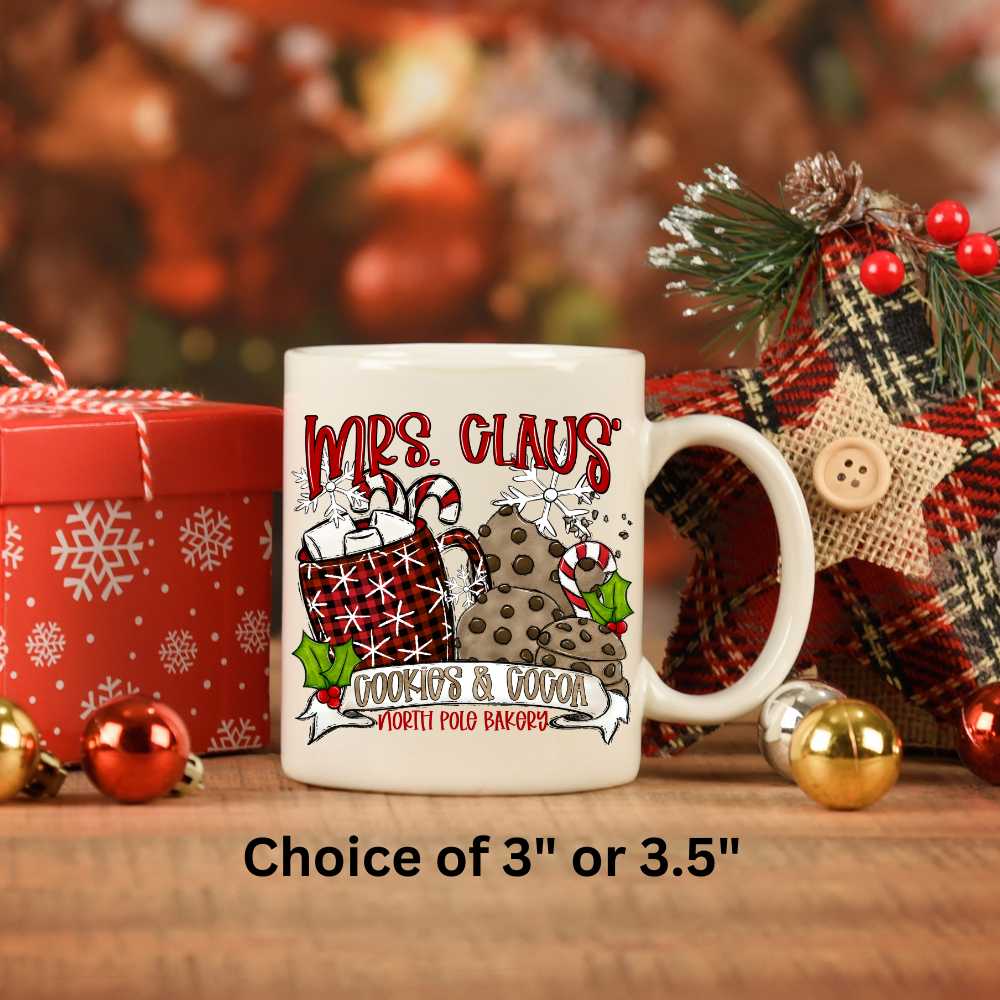 Mrs Claus Cookies & Cocoa UV DTF Decal