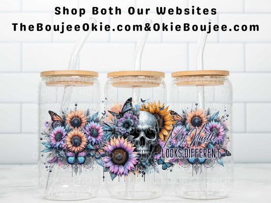 My Hustle Looks Different Uv Dtf Wrap Skull Sunflowers