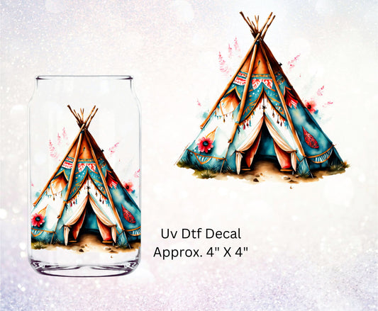 Uv Dtf Decal Teepee Native American Style Design