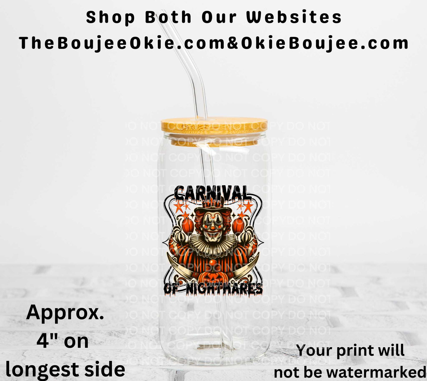 Carnival Of Nightmares Scary Clown UV DTF Decal Double Sided