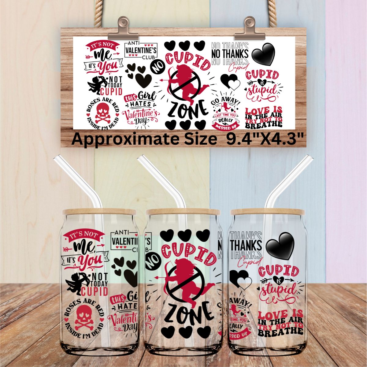 No Cupid Zone Anti Valentine Design Uv Dtf Wrap