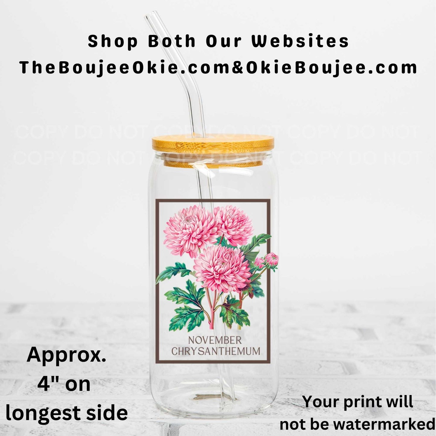 November Birth Month Flower Chrysanthemum Uv Dtf Decal Double Sided