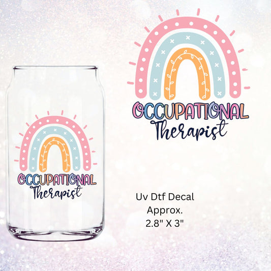 Uv Dtf  Decal Occupational Therapist Boho Rainbow