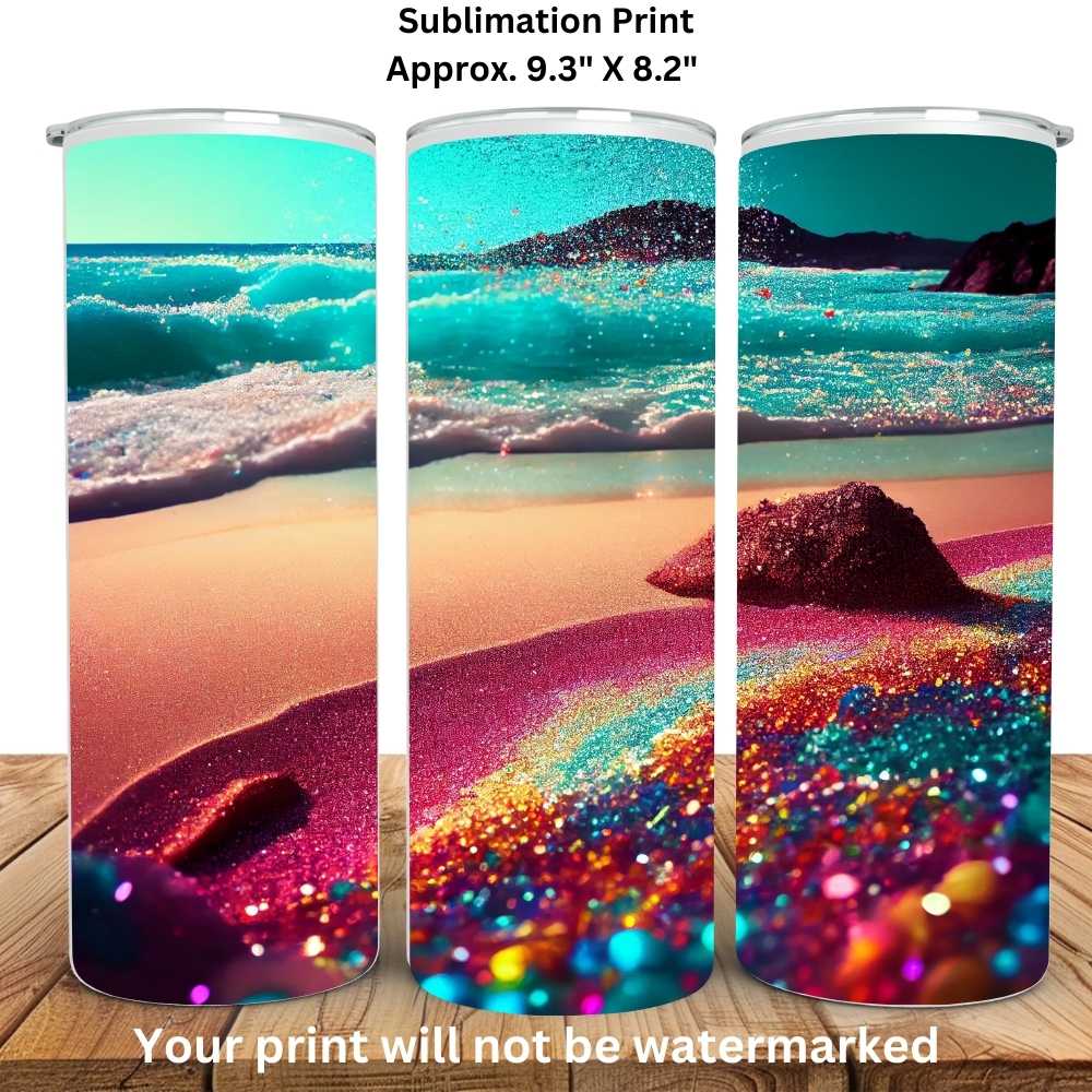 Glitter By The Sea 20oz Skinny Tumbler Sublimation Print