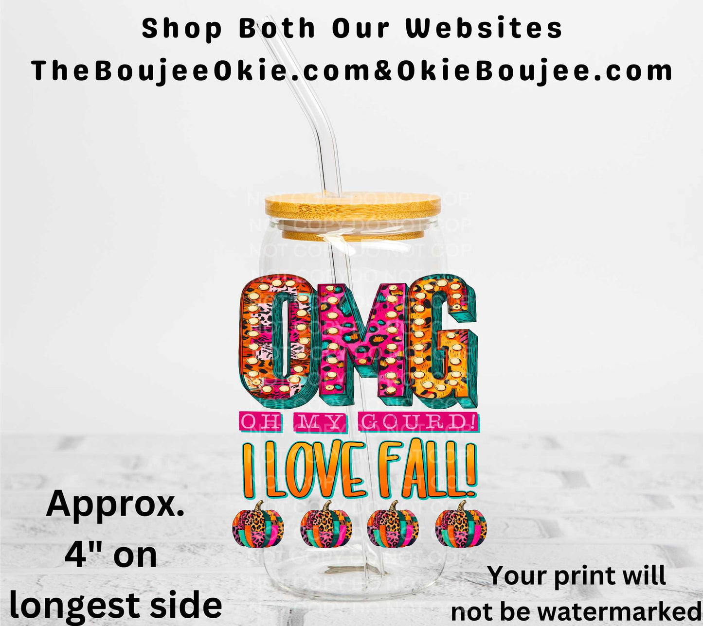 Oh My Gourd I Love Fall UV DTF Decal Double Sided