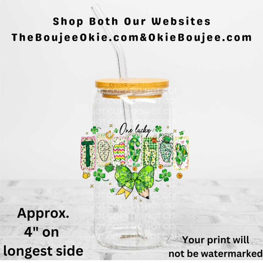 One Lucky Teacher Uv Dtf Decal Double Sided