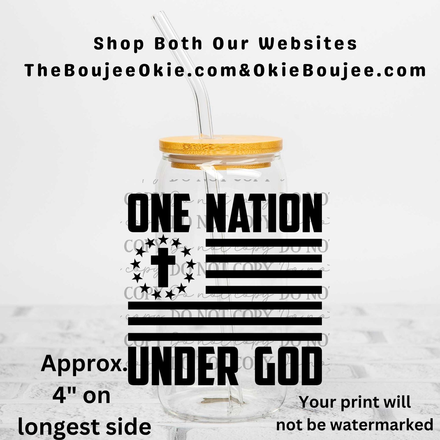 One Nation Under God Uv Dtf Decal Double Sided