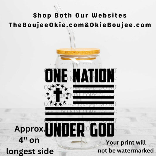 One Nation Under God Uv Dtf Decal Double Sided