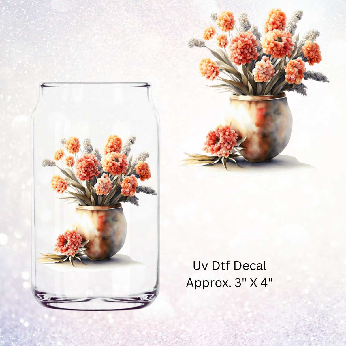 Uv Dtf Decal Orange Floral Arrangement