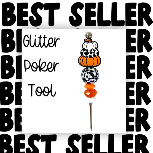 Fancy Beaded Glitter Poker Tool-Stacked Pumpkins (Orange)