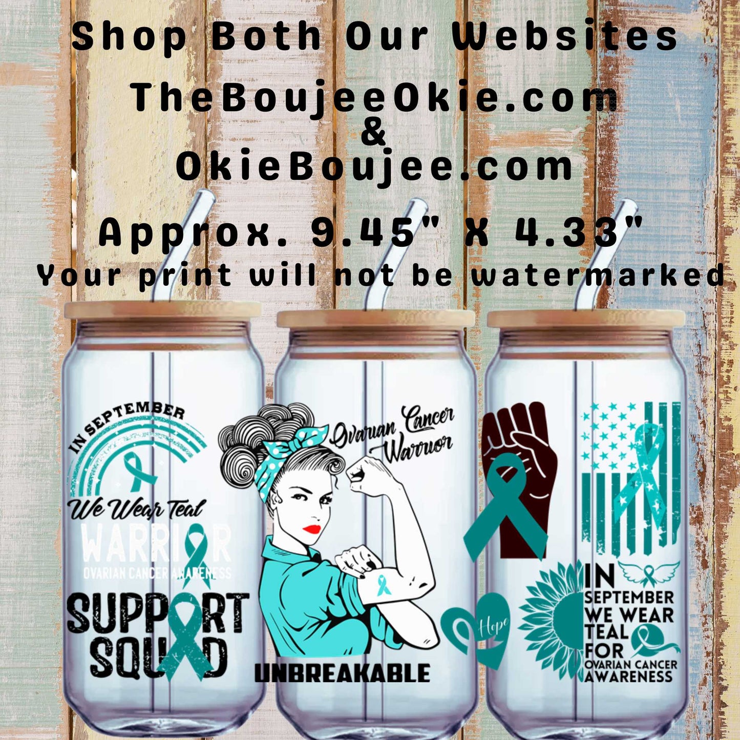 In September We Wear Teal Ovarian Cancer Awareness Uv Dtf Wrap