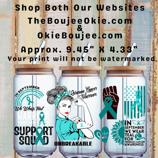 In September We Wear Teal Ovarian Cancer Awareness Uv Dtf Wrap