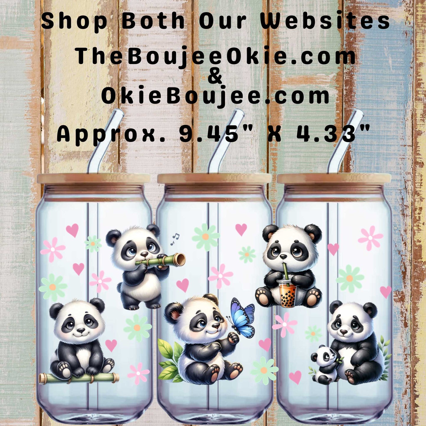 Cute Little Panda Bears Double-Sided UV DTF Cup Tumbler Wrap