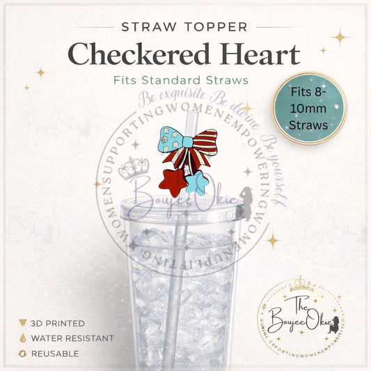 Patriotic Bow Straw Topper For 8-10mm Straws
