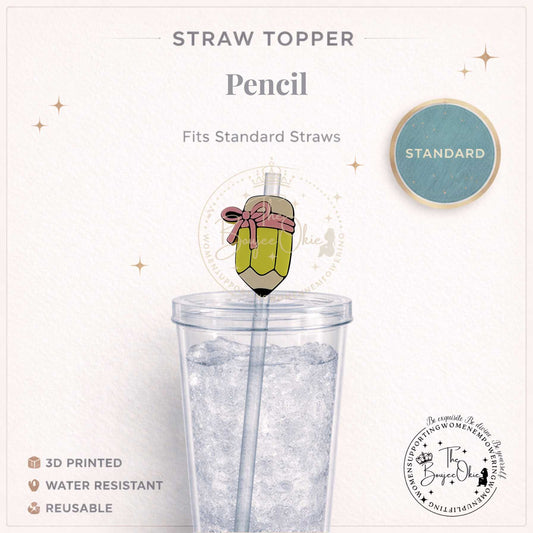 Pencil Bow Straw Topper For Standard Straws
