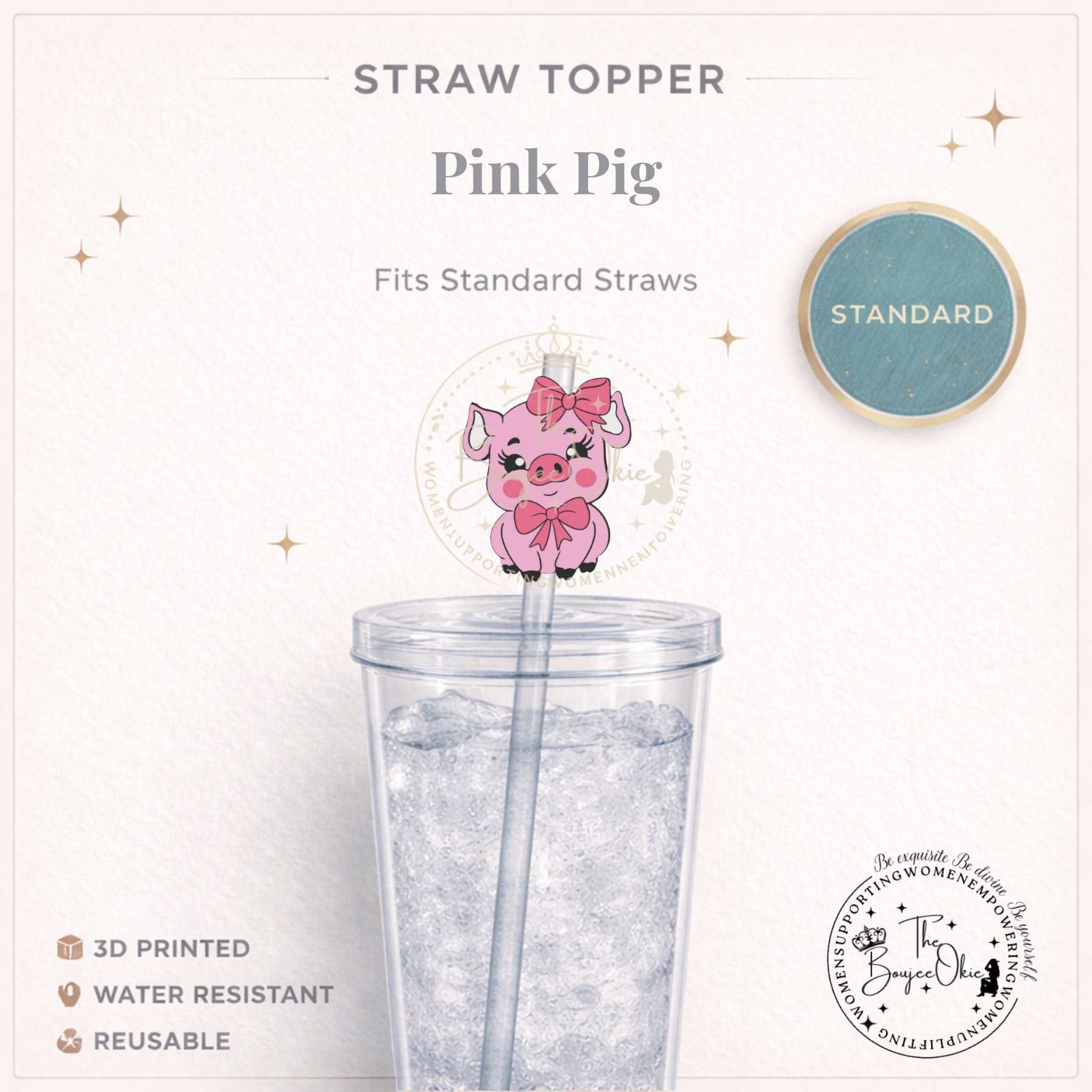 Cute Pig Straw Topper For Standard Straws – The Boujee Okie