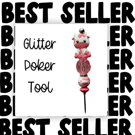 Fancy Beaded Glitter Poker Tool-Pink Cow