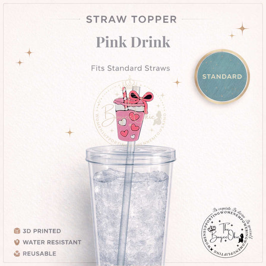 Pink Drink Straw Topper For Standard Straws