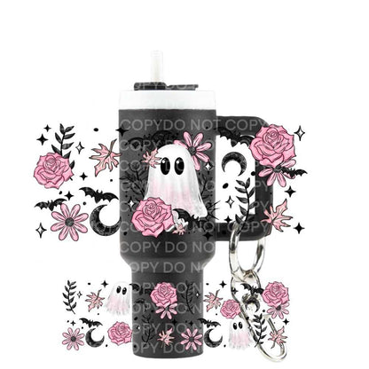 Pink Ghostie Uv Dtf Wrap For Mini Tumbler Keychains