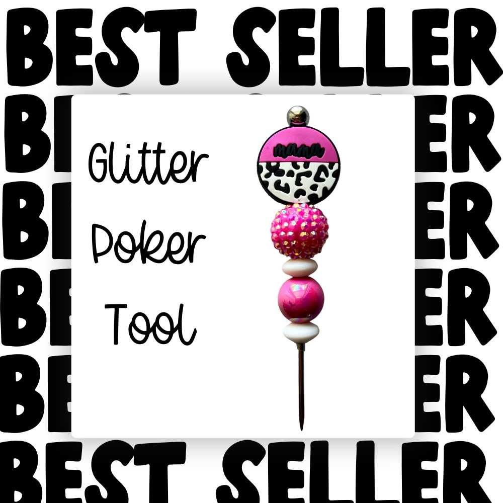 Fancy Beaded Glitter Poker Tool-Mama Pink & Cheetah