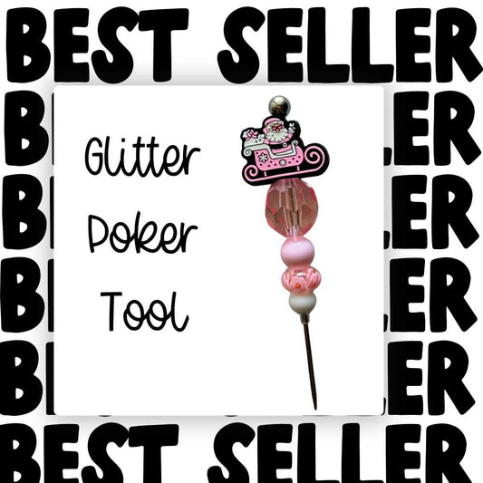 Fancy Beaded Glitter Poker Tool-Pink Santa Sleigh