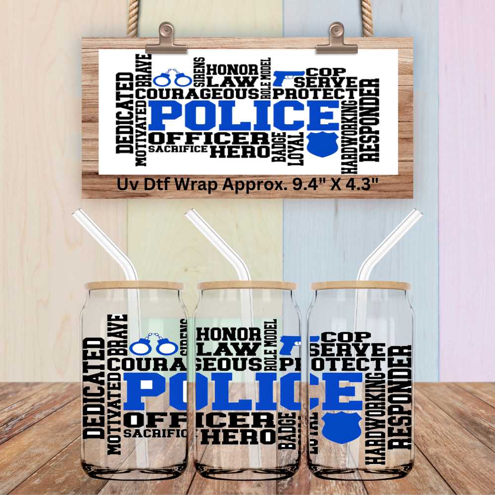 Police Word Art Uv Dtf Wrap