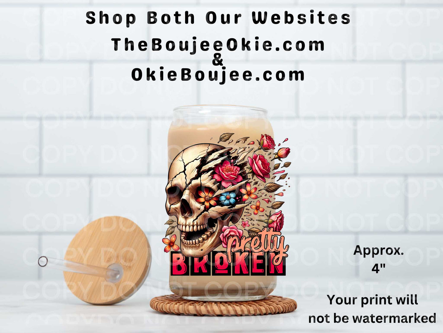 Pretty Broken UV DTF Decal Double Sided