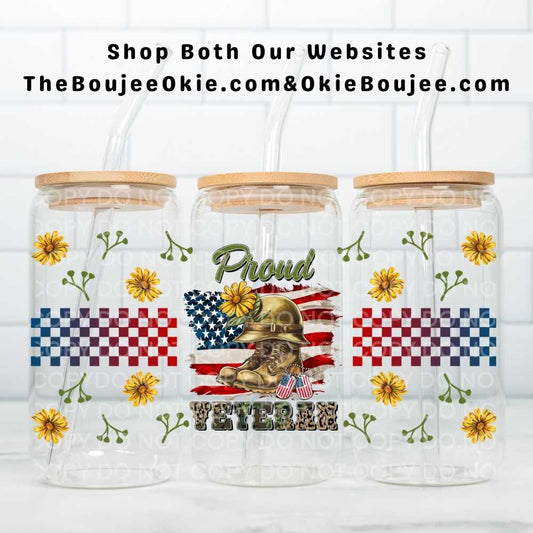 Proud Veteran Sunflowers Uv Dtf Wrap Double Sided