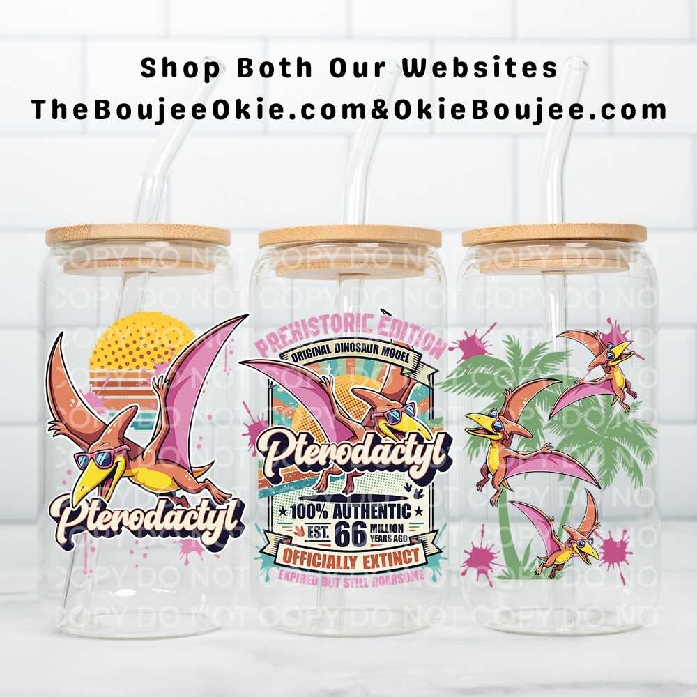 Pterodactyl Prehistoric Edition Dinosaur Uv Dtf Cup Wrap Double Sided Dino