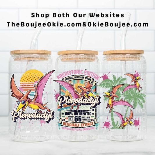 Pterodactyl Prehistoric Edition Dinosaur Uv Dtf Cup Wrap Double Sided Dino