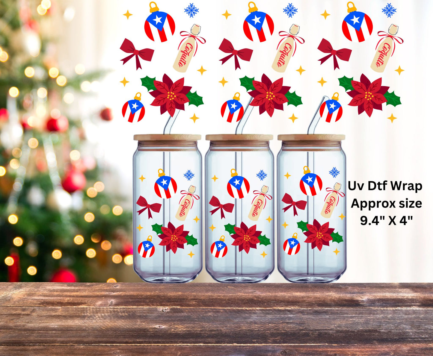 Uv Dtf Wrap Puerto Rico Christmas Coquito | Christmas in July