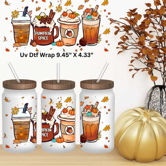 Pumpkin Spice Double-Sided UV DTF Cup Wrap