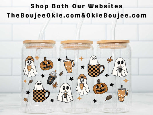 Pumpkin Spice Ghosts Uv Dtf Wrap Double Sided