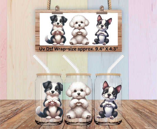 Uv Dtf Wrap  3 Cute Puppies | Double Sided