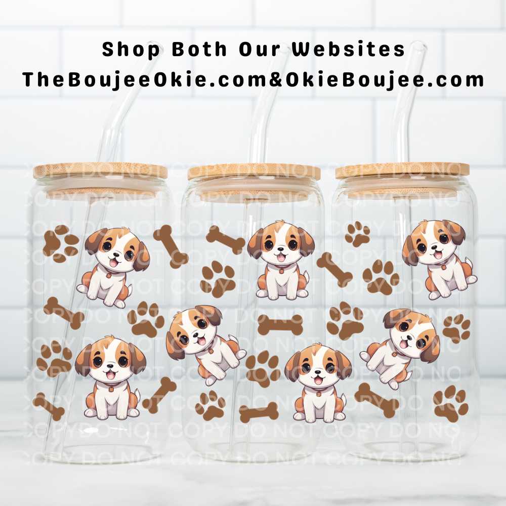 Puppies Paws & Bones UV DTF Wrap Or Elements & Clip Art Sheet – Double Sided Cup Wrap Size