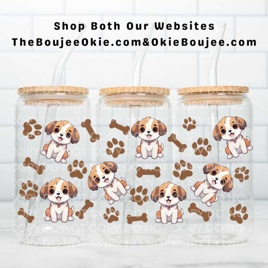 Puppies Paws & Bones UV DTF Wrap Or Elements & Clip Art Sheet – Double Sided Cup Wrap Size