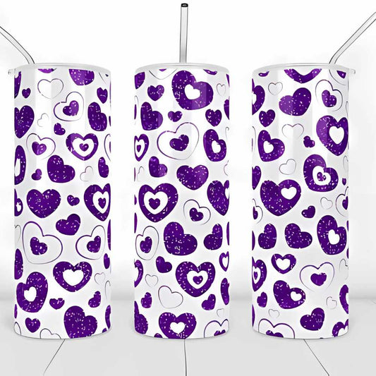 Purple Hearts 20oz Skinny Tumbler Sublimation Print